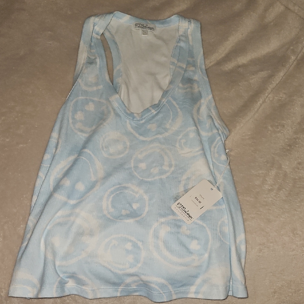 PJ Salvage Light Blue Smiley Face Tank Top